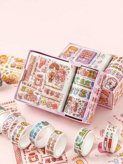 1 Adet Sevimli Çizgi Film Temalı PVC Su Geçirmez Etiket (4 Etiket Sayfası ve 4 Rulo Bant İçerir). Bullet Journal'lar, Not Defterleri, Günlükler, Albümler, Planlayıcılar, Okul Malzemeleri, Sevgililer Günü Hediyeleri, Doğum Günü Hediyeleri ve ayrıca Gençler ve Öğrenciler için uygundur.