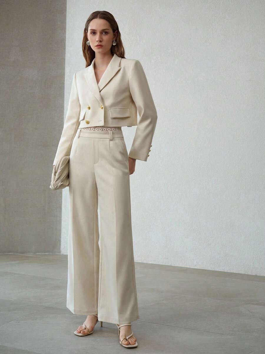 MOTF PREMIUM PEAK COLLAR CROPPED BLAZER, AUTUMN/WINTER - Apricot - View 1