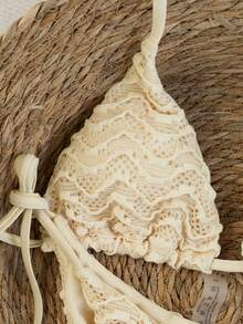 Swim Vcay 2pcs/Set Women's Sexy Random Leopard Print Spaghetti Strap Backless Side Tie Bikini Set Set, Spring/Summer 2026 Crochet Bikini Crochet Bikini Set Textured Bikini String Bikini Set