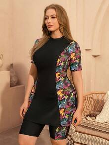 Swim Mulvari Plus Size Women Conservative Beach Burkini Swimsuit Set - Black - View 3