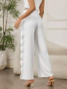 Modelyn Fashionable New Embroidered Lace White Pants For Women - White - View 2