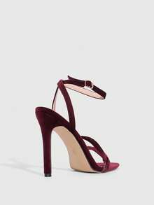 CUCCOO SZL Minimalist Chic Thin Strap Crystal Heel Sandals, Versatile High Heeled Sandals For Outdoor & Streetwear Spring Shoes Spring Break Easter Valentine's Day - Velvet brown - View 8