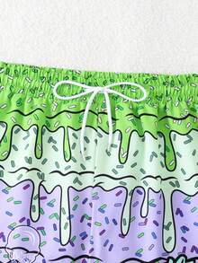 SHEIN 男童新款夏季卡通印花宽松速干沙滩短裤，舒适适合游泳池和沙滩玩耍 - 紫色 - 查看 4