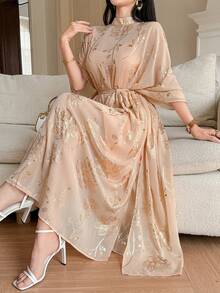 DAZY فستان ماكسي أنيق للنساء، مصمم للمناسبات الرومانسية، الزفاف، الحفلات، التنقل، الربيع/الصيف، قطعتان - وردي - مشاهدة 1