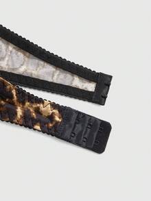 ROMWE Gothic Punk Lace Leopard Print Metal Underwire Bodysuit - Multicolor - View 4