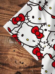 HELLO KITTY AND FRIENDS | SHEIN Kleine Mädchen Sommer Lässig Cartoon Katzen Muster Kurzarm T-Shirt und Shorts Set - Weiss - Übersicht 4