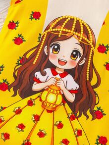 Young Girl'Flutter Sleeve Dress,White,Summer,Fairy - Multicolor - View 4