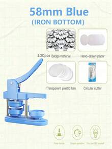 Button Maker Machine 58mm - (3rd Gen) Installation-Free 58mm(2.25in) DIY Pin Badge Button Maker Press Machine Badge Punch Press With Free 100pcs Button Parts&Pictures&Circle Cutter - Blue - View 9