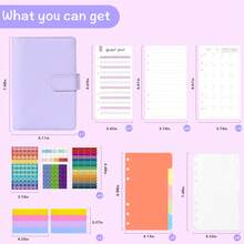 1本预算规划活页笔记本，PU封面，星空图案，内含拉链袋、预算工作表、现金整理表、支出追踪表和储蓄计划表，用于财务规划、现金管理和储蓄挑战，适合学生使用，返校必备。 - 彩色 - 查看 9