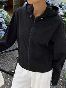 DAZY Damen Lässig Outdoor Sport Kapuzenjacke - Schwarz - Übersicht 3