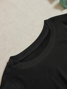 INAWLY Áo thun nữ tay ngắn màu đen in hình trái tim và nơ, kiểu dáng thường ngày, thích hợp cho ngày Valentine và đi làm. - màu đen - Xem 4