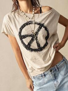 Bohemela 女士休闲纯色针织露背宽松上衣 - 杏色 - 查看 3