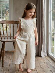 Vintaside Kids Girls' Romper Pants, Country Style Embroidery Pattern, Elegant & Cute, Versatile, Soft Fabric, Suitable For Spring, Summer, Autumn