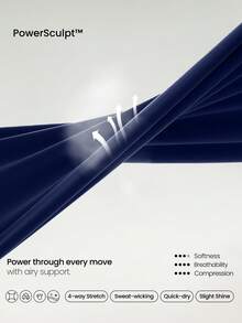 GLOWMODE 24英寸 Powersculpt™-Air 加大码可调节抽绳腰带紧身裤，带侧袋，适合高强度跑步、训练和网球运动。 - Dark Blue - 查看 4