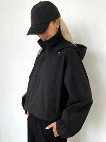 DAZY Damen Lässig Outdoor Sport Kapuzenjacke - Schwarz - Übersicht 5