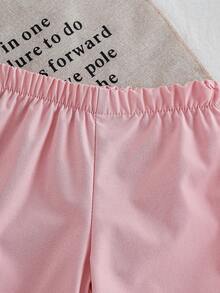 SHEIN 2pcs/Set Baby Girl Casual Cute Bow Sleeveless Top And Pants Set - Pink - View 7