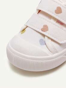 Cozy Pixies 1 双女童米色时尚可爱运动鞋，双钩环扣，彩色爱心印花，圆头设计，舒适轻便，休闲学生鞋，适合春、夏、秋季日常穿着和度假穿着。 - 白色 - 查看 7