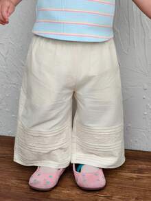 DAZY Toddler Girls' Loose Wide Leg Lace Color Block Casual Pants, All Season - White - View 4