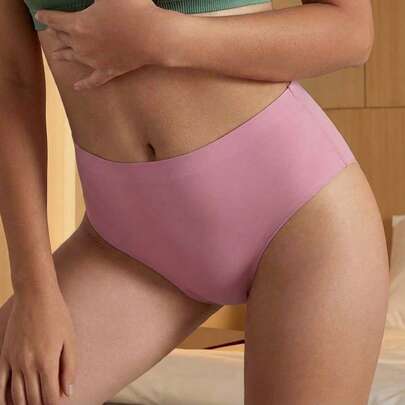 Panty para mujer estilo sencillo invisible cintura alta tela lisa sin estampado ajuste ceñido tipo bikini sin mangas primavera/verano versátil uso diario lencería