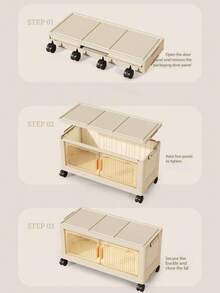 1pc60cm Wide Folding Storage Cabinet, Clothing Cabinet Storage Box, Portable Wardrobe For Home Storage, Double Door Folding Box, 3-5 Layers Optional, Thickened Double Door Wheeled Storage Cabinet, Household Safety Free Device Shelf, Plastic Folding Storage Cabinet For Organizing Clothes And Toys - Multicolor - View 9