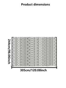 Outdoor Carpet Floor Mat, Flat Weave Texture With Folding Lines, Outdoor Terrace Carpet, Bohemian Style Outdoor Area Carpet, Suitable For Terraces, Decks, Front Porch, Backyard, Balconies, Gray And White - Grey - View 8