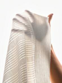 Manfinity Homme 男士白色条纹针织Polo衫，短袖，常规长度，网球高尔夫风格上衣 - 白色 - 查看 9