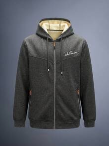 Driftmere Jaqueta masculina térmica com forro, grossa, casual, com zíper, manga comprida e capuz, ideal para outono/inverno (1 peça). - Cinza escuro - Ver 1