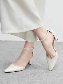 CUCCOO BIZCHIC Giày cao gót hở mũi màu trơn tối giản dành cho nữ - trắng - Xem 5