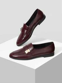 MOTF WOMEN PU LEATHER METAL DETAIL FLATS VALENTINE'S DAY