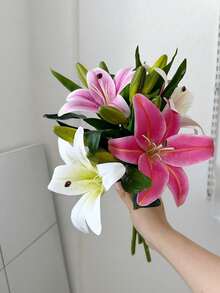 8pcs Lily Decoration Fake Flowers Living Room Tabletop Decoration Artificial Flowers - Multicolor - View 3