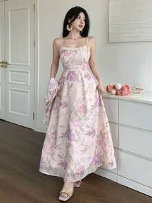 DAZY 2pcs/Set Women's Ditsy Floral Shirt Top And Dress Suit, Suitable For Spring, Summer, Valentine's Day - Pink - View 6