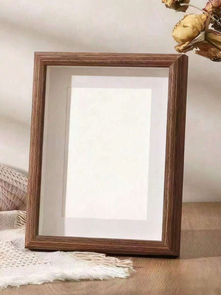 1pc Table Photo Frame, Use A Photo Frame To Beautify Your Memories, Give Gifts To Friends, Wedding Anniversary, Suitable For Desktop,Valentine's Day, Couple Photo Frame - Coffee Brown - View 1