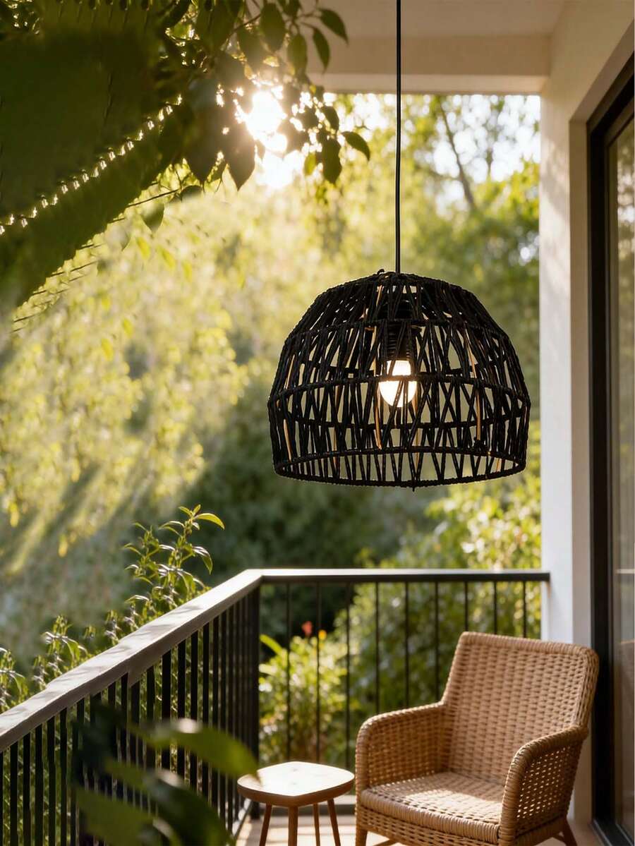 Chụp đèn dây giấy phong cách Bohemian, chụp đèn chùm phong cách nông thôn, chụp đèn đan bằng dây giấy hình giỏ, chụp đèn chùm tự làm, thích hợp cho phòng khách, đảo bếp, phòng ăn, trang trí nhà cửa độc đáo (Không bao gồm dây đèn và đế đèn) - Nhiều màu - Xem 1