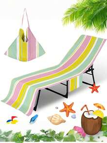 1 PC Convertible Beach Chair Cover Foldable Tote Bag With Side Pockets For Phone Glasses Super Fiber Towel Slipcover For Pool Lounge Chair All-In-One Portable Carry Bag For Summer Travel Beach Vacation Seaside Essentials - Multicolor - View 5