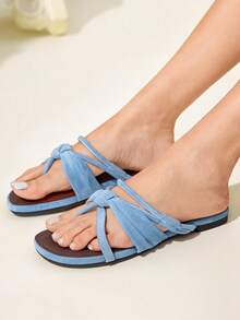 CUCCOO CHICEST Sandal đế bằng thời trang, đa năng dành cho nữ, thích hợp cho cả đi chơi và nghỉ dưỡng. - Màu xanh lam - Xem 5