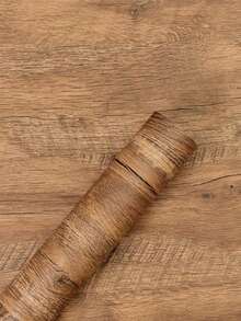 1卷仿木纹自粘墙纸，做旧木纹，乡村风格，可剥离粘贴，防水自粘墙纸，可移除木纹墙纸，棕色 - 銅色 - 查看 4