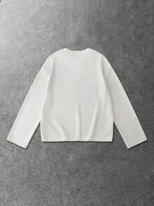 ROMWE MEN Men's Casual Crew Neck Long Sleeve T-Shirt With Creative Cross Print, Loose Fit - White - View 3