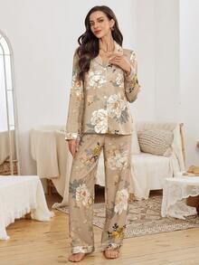 Serenescape 度假风女士印花荷叶边领开衫和裤子睡衣套装 - 彩色 - 查看 6