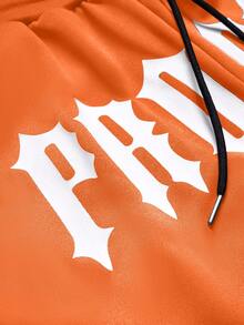 PAVTROS Men's Letter & Cross Print Short Sleeve T-Shirt And Drawstring Waist Karaoke Set - Multicolor - View 6