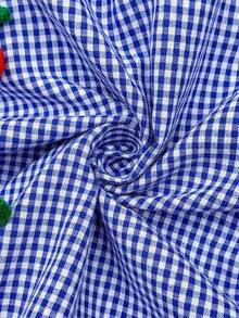 SHEIN Đầm hai dây kẻ caro trang trí hoa anh đào 3D dành cho phụ nữ mang thai đi nghỉ mát - Màu xanh lam - Xem 3