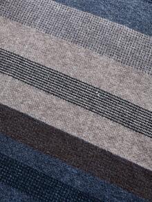 Officeau Men's Autumn/Winter Half-Zip Collar Striped Casual Pullover Sweater, Business Commute Simple Style, Long Sleeve Top