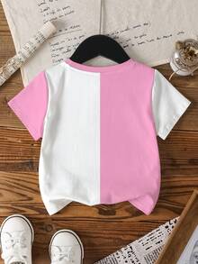 SHEIN | PAW Patrol 女童夏季休闲撞色字母和狗狗印花圆领短袖T恤 - 白色 - 查看 2