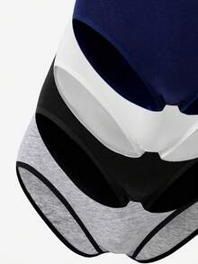 SHEIN Teen Girls Underwear - 8-Piece Set Combo Classic Hot-Selling Colors Black White Gray Blue Color Series Brief Style - Pure Cotton Comfortable Girls First Choice Essential Item - Multicolor - View 4