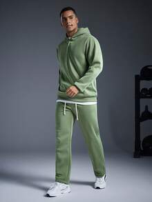 Driftmere 2件套男士休闲运动连帽运动服套装，秋冬 - 綠色 - 查看 4