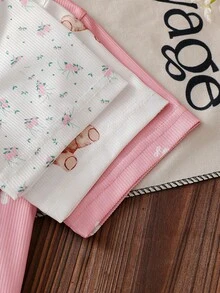 Vintaside Kids Conjunto de 3 piezas de camiseta de manga corta y pantalones cortos estampados con cerezas, de estilo casual y holgado, adecuado para el verano, para niñas - Multicolor - Ver 7