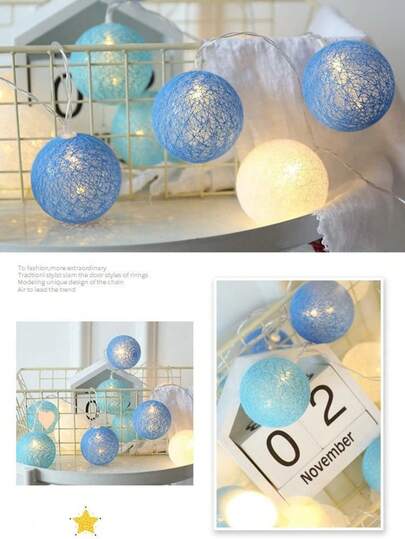 1 pieza Luces de bola de cuerda LED de 1,5 metros con 10 luces, decoraciones navideñas, decoraciones festivas, decoraciones de escena interior y exterior, luces de hilo