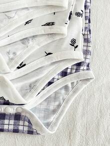 SHEIN 4件套女婴夏季全印花舒适连体衣套装 - 彩色 - 查看 6