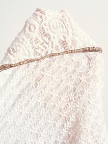 Bohemela BOHO Vacation White Casual Solid Color Fabric Patchwork Contrast Color Knit Splice Women T-Shirt