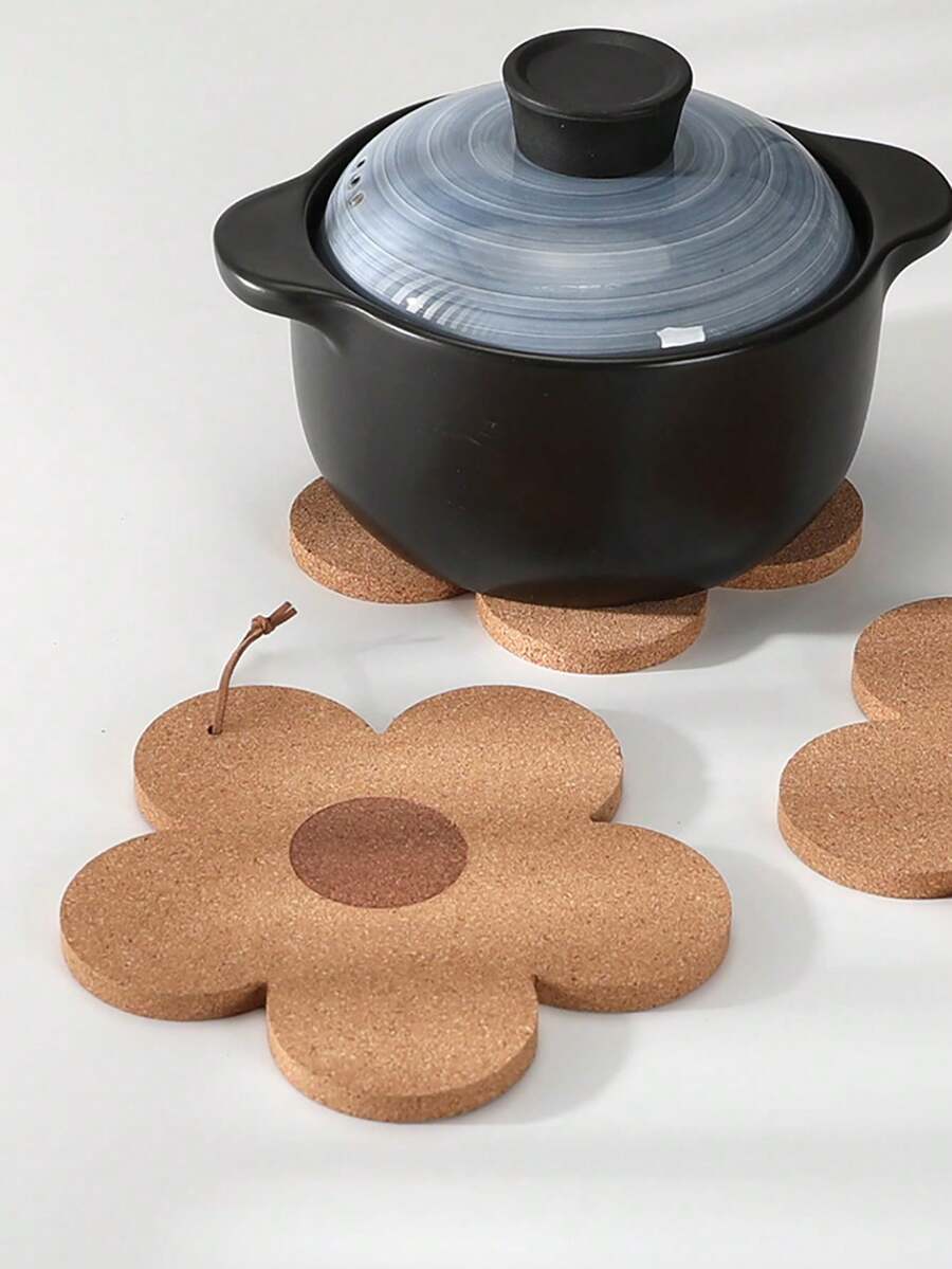 1pc Wooden Insulation Pad, Creative Flower Design Potholder For Dining Table Valentine DAY, Valentines Wedding, Birthday - Multicolor - View 1