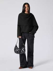 LYSMO 简约时尚休闲斗篷，适合秋冬季日常穿着 - 黑色 - 查看 3